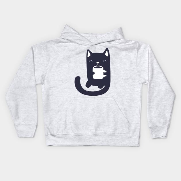 Coffee Cat Kids Hoodie by HiPolly